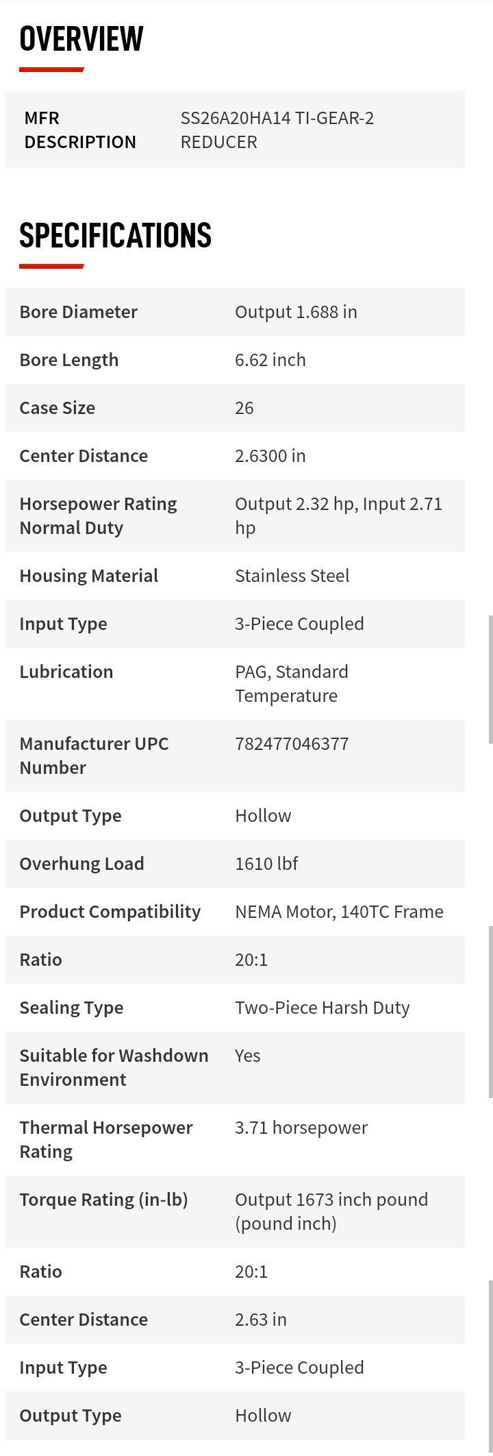 DODGE Stainless Steel Gear Reducer