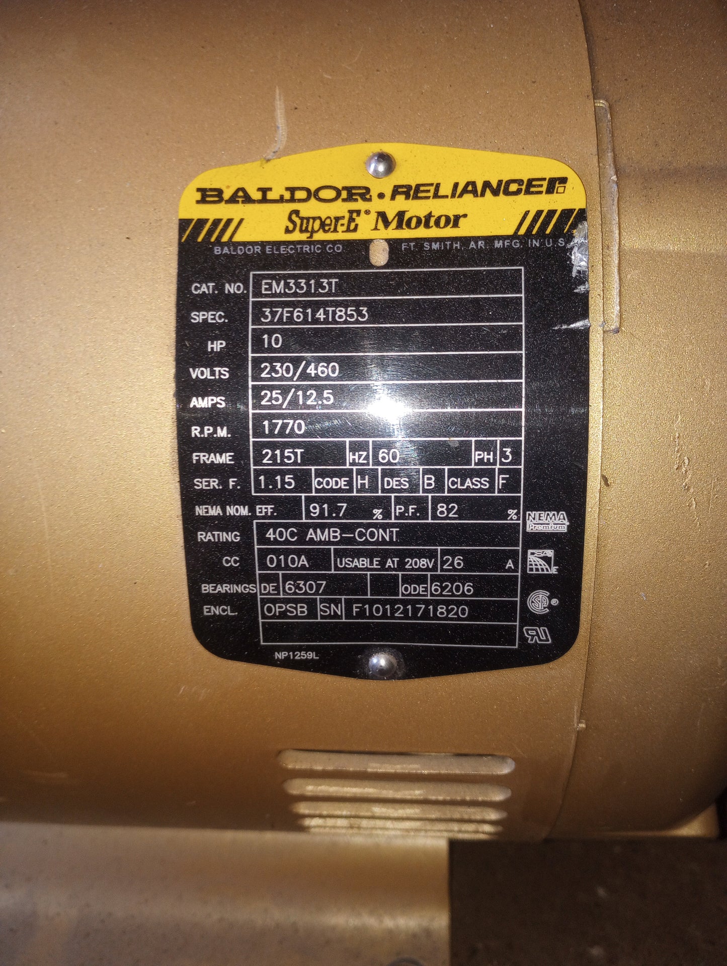 Baldor 10Hp AC Motor